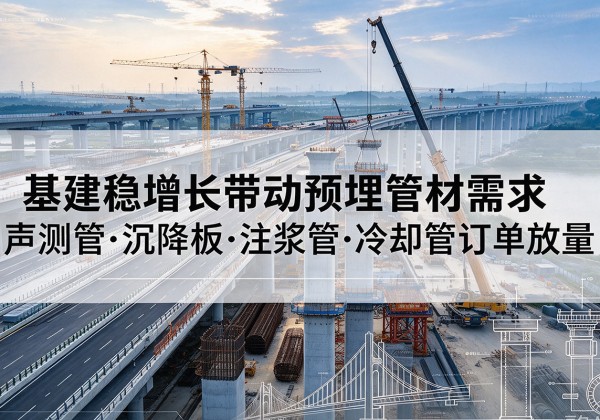 天河基建稳增长带动预埋监测管材需求，声测管、沉降板、注浆管订单持续放量